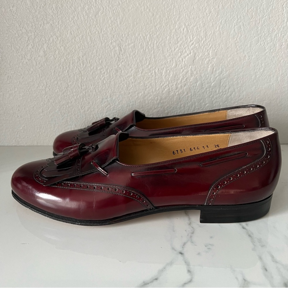 Salvatore Ferragamo Mens Lucas Kiltie Tassel Loafers Size 11 Oxblood Leather - Picture 3 of 9
